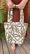 'Loeve Beige & Brown' Tote Bag
