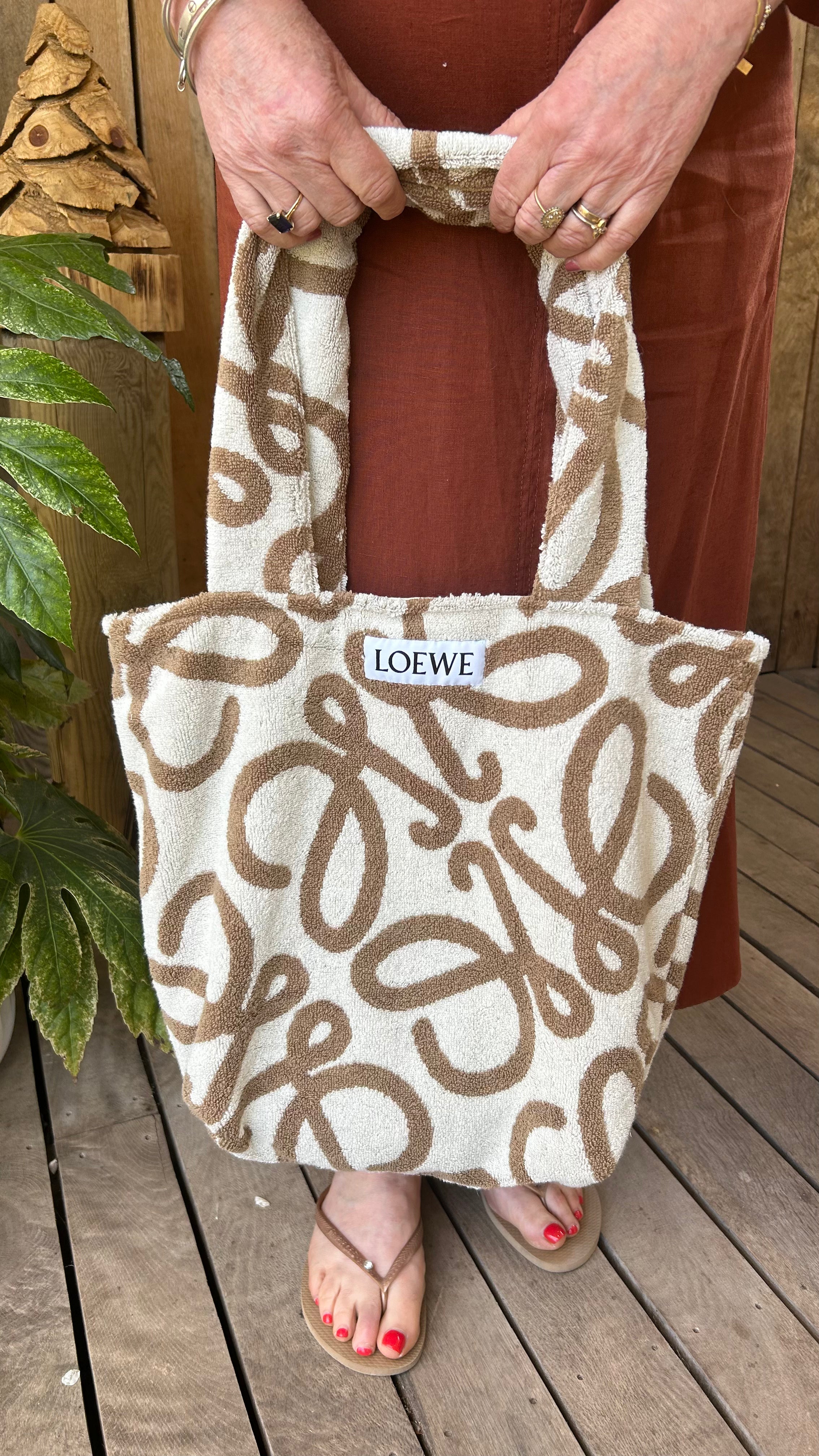 'Loeve Beige & Brown' Tote Bag