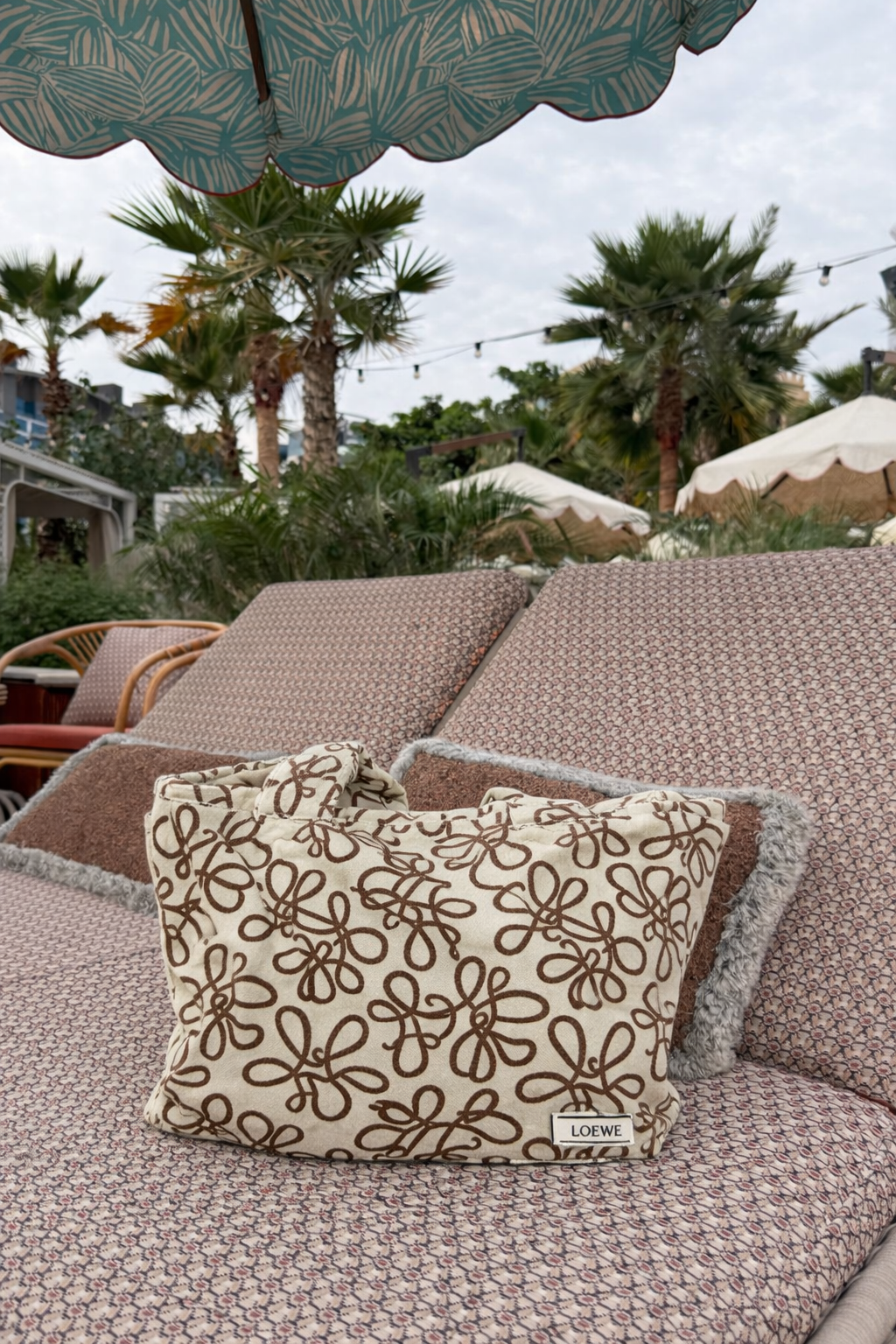 'Cream Loewe' Large Beach Bag